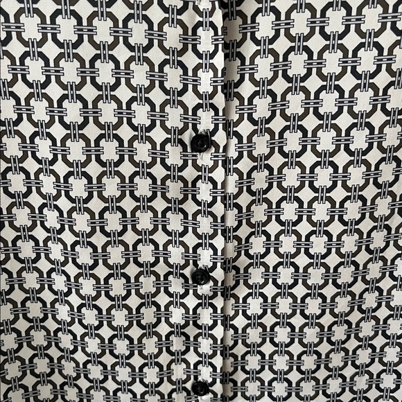 Tahari Black and White Geometric Long Sleeve Shirt Blouse - Picture 3 of 6